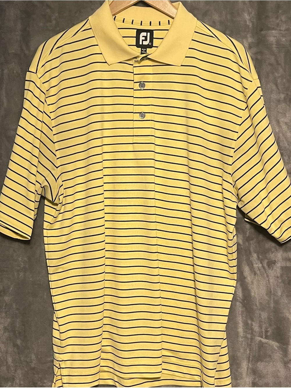 FootJoy Yellow Polo with Thin Black Stripes